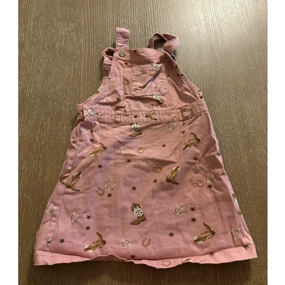 Happily Grey Girls Pink Western Cowboy Boot Jumper Dress Size 6 Horseshoe‎ Stars